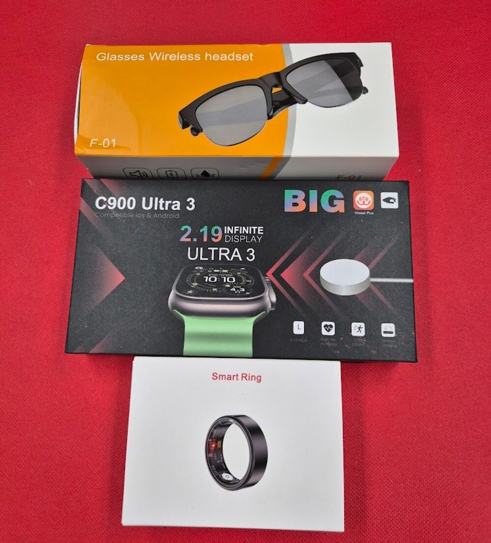 3-Piece Smart Wearable Bundle Ultra 3 Smartwatch + Smart Glasses + Smart Ring